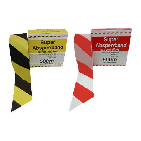 Hazard & Warning Tape -Premium- - 500m unbreakable plastic tape in dispenser