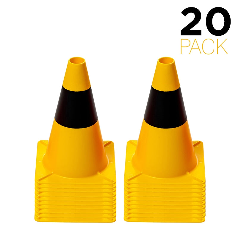Flexibarrier Traffic Cone 30cm -Kit- 20pcs (Black/Yellow)