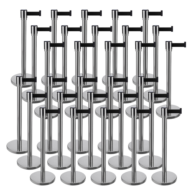 30 Pack - Silver Flexibarrier Belt Barrier (2m black retractable belt)