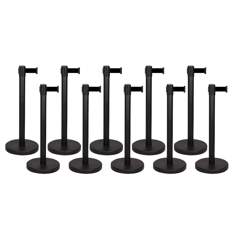 (10 pakiet) Flexibarrier taśma słupek odgradzający -Eco 2m- czarny słupek z czarną taśmą