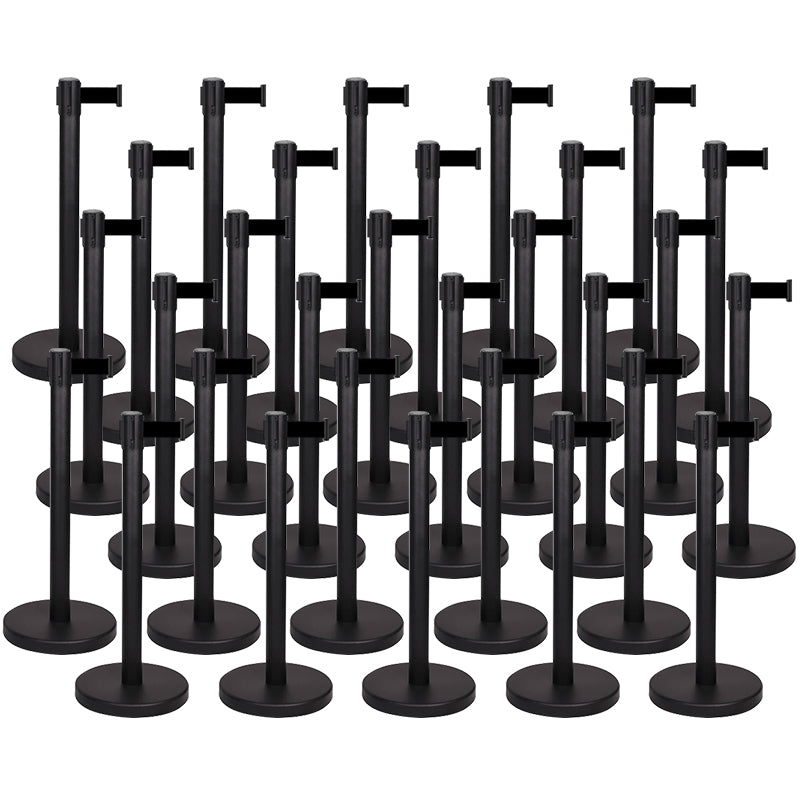 (30 pakiet) Flexibarrier taśma słupek odgradzający -Eco 2m- czarny słupek z czarną taśmą