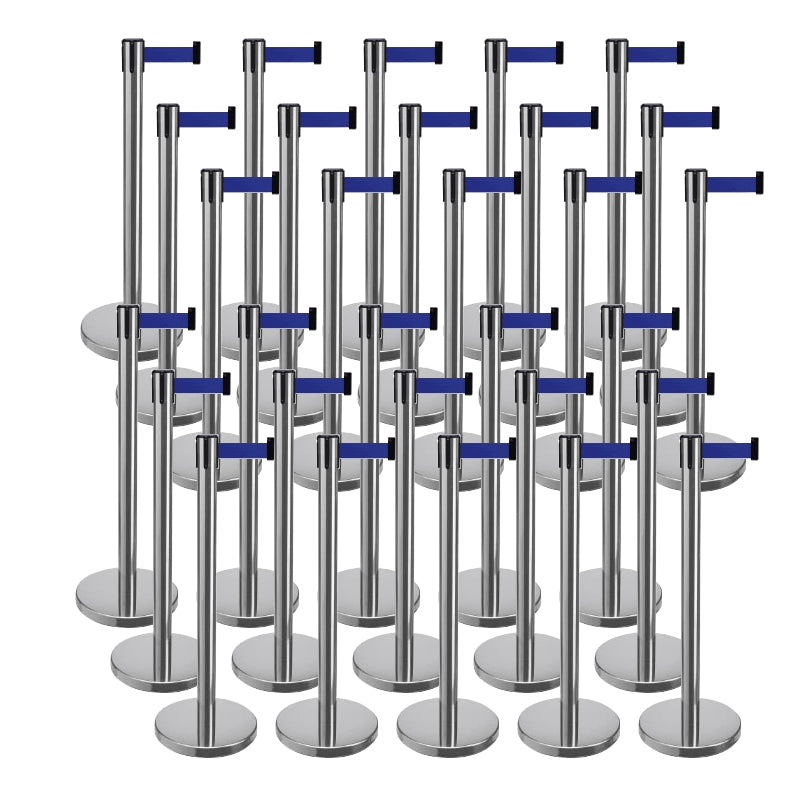 30 Pack - Silver Flexibarrier Belt Barrier (2m blue retractable belt)