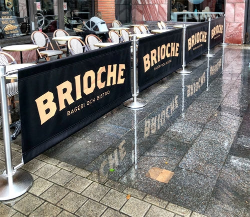 Flexibarrier Cafe Barrier Set -Premium Silver- (including custom printed banner)