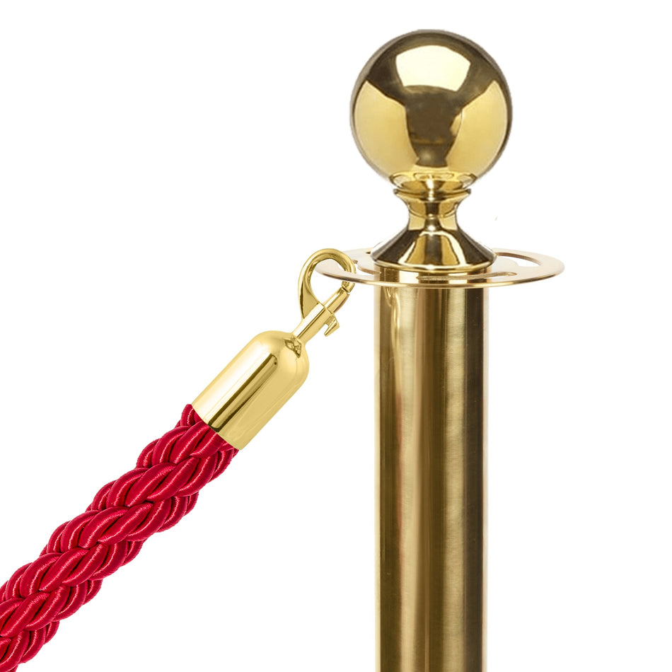 8 pack - Brass Flexibarrier Rope Barrier + Red rope (8x Brass Barriers + 7x Red Ropes)