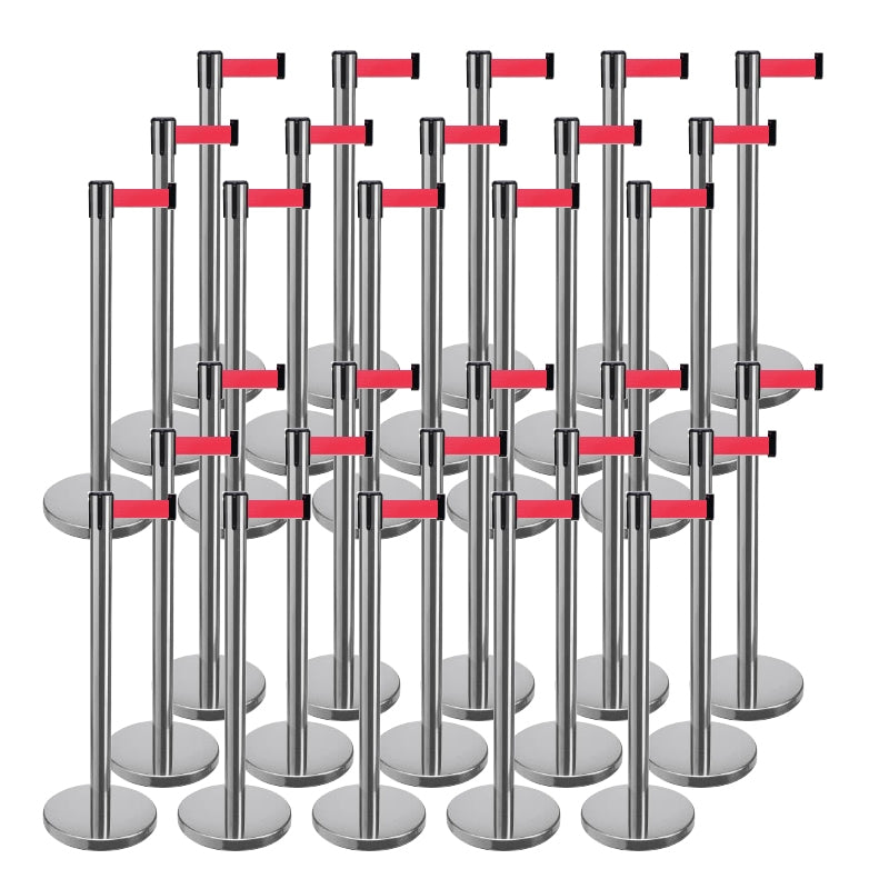 30 Pack - Silver Flexibarrier Belt Barrier (2m red retractable belt)