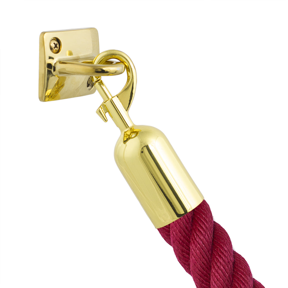 Wall plate for barrier ropes with snap end