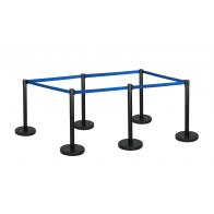6 Pack - Black Flexibarrier Belt Barrier (3m blue retractable belt)