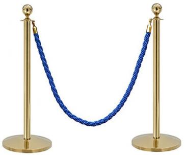 4 pack - Köstolpe Mässing + Blåa rep (4 x avspärrningsstolpar i mässing + 2 x blåa rep)